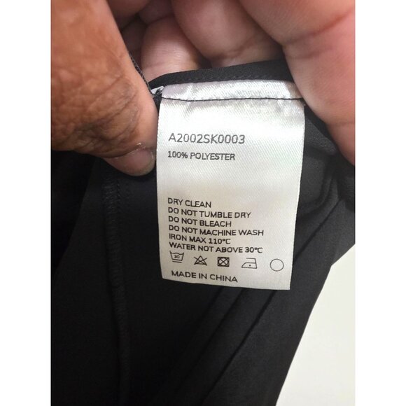 Lattelier Black Silky-smooth Flowy Midi Split On Side Skirt With Side Zipper Clo - Picture 9 of 9